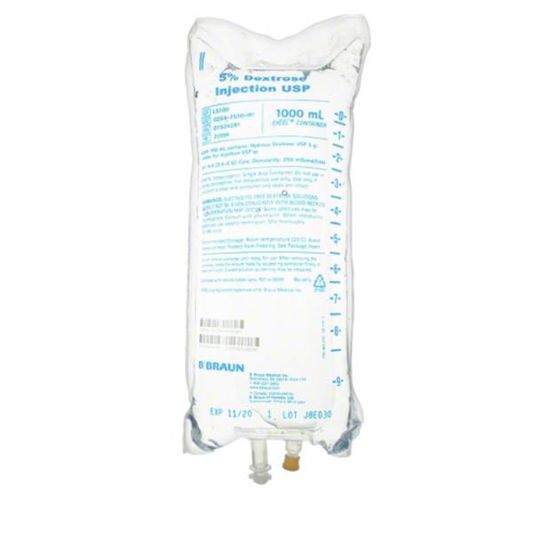 Dex 5/H2O IV Injection Solution 1000mL Non-DEHP/Non-PVC Strl Excl IV Bg Cntnr BG, 12 BG/CA